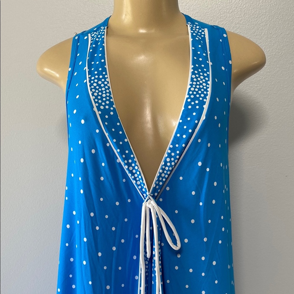 Coco Reef Blue Polka Dot Sleeveless Swim Coverup Dress Bra Sized - Picture 4 of 7